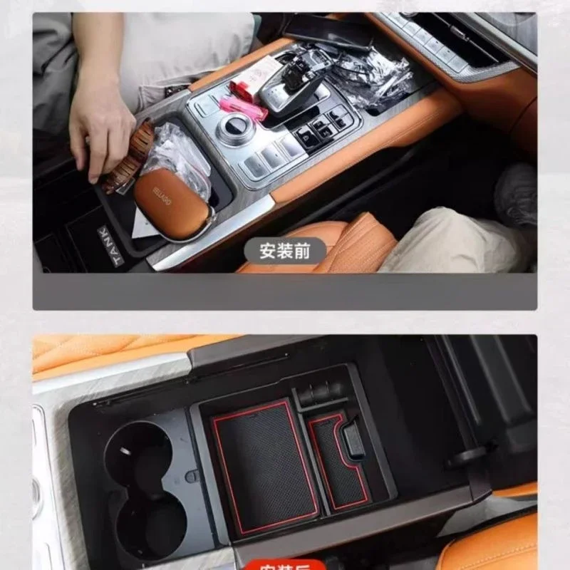 ل Haval H9 2024 2025 مسند ذراع السيارة صندوق تخزين مقصورة التخزين المركزية مقصورة صندوق تخزين اكسسوارات السيارات #3