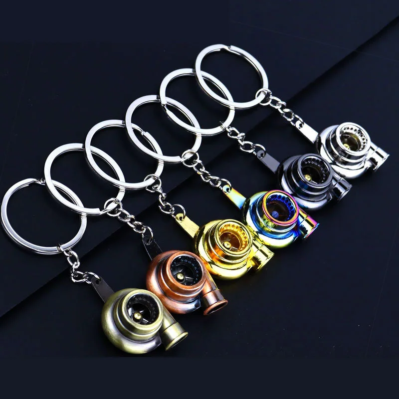 1Pcs Fashion Key Ring Chain Men Simulation Car Turbocharger Engine Keychain Auto Parts Model Pendant Alloy Metal Keyring Gift