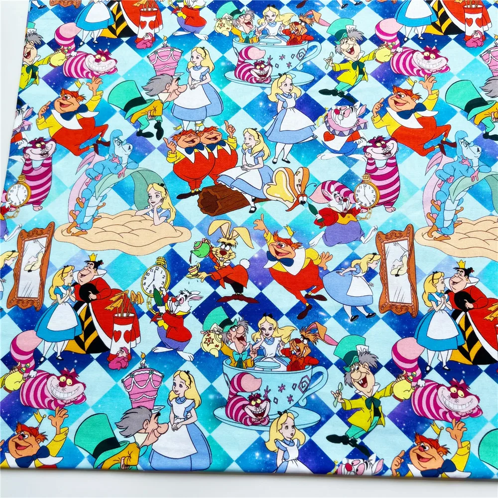 Disney Alice in Wonderland 100% trapuntatura in tessuto di cotone e materiale per cucire per vestiti Patchwork di ricamo dal cantiere