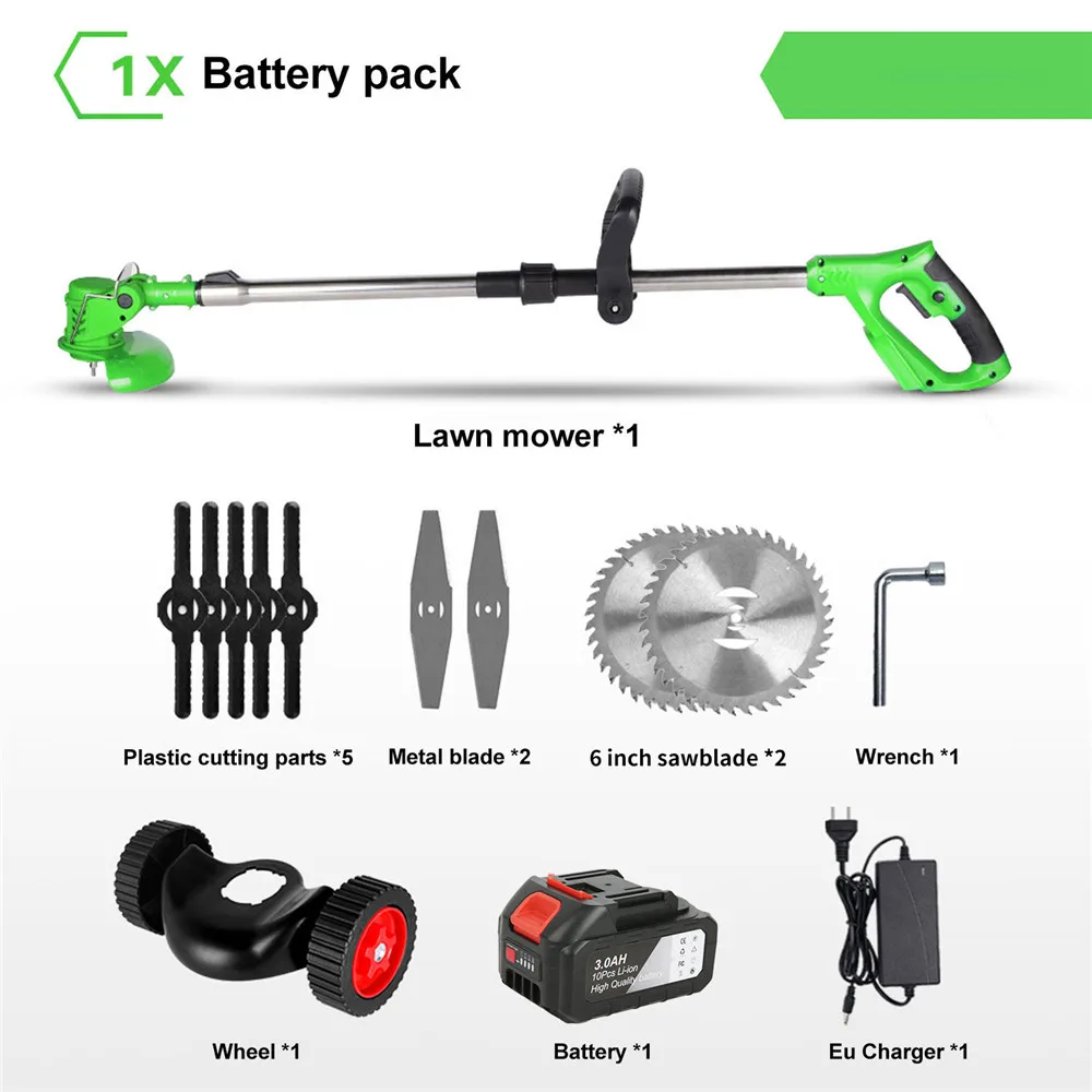 1500W Elektrische Grasmaaier 12000 RPM Draadloze Grastrimmer Tuintrimmers Grastrimmer Cutter Elektrisch Gereedschap voor Gazon Tuin Erf