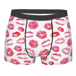 Fashion Boxer Shorts Panties Men Red Lips Kisses Prints Rock Underwear Breathable Underpants for Male Plus Size