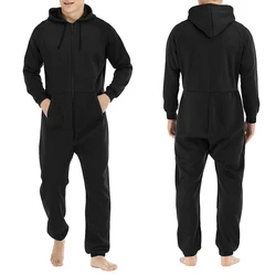 Men Underwear Pajama Loose and Comfortable Soild Color Jumpsuit Streetwear Hoodies Overalls Long Sleeve Male Clothes.