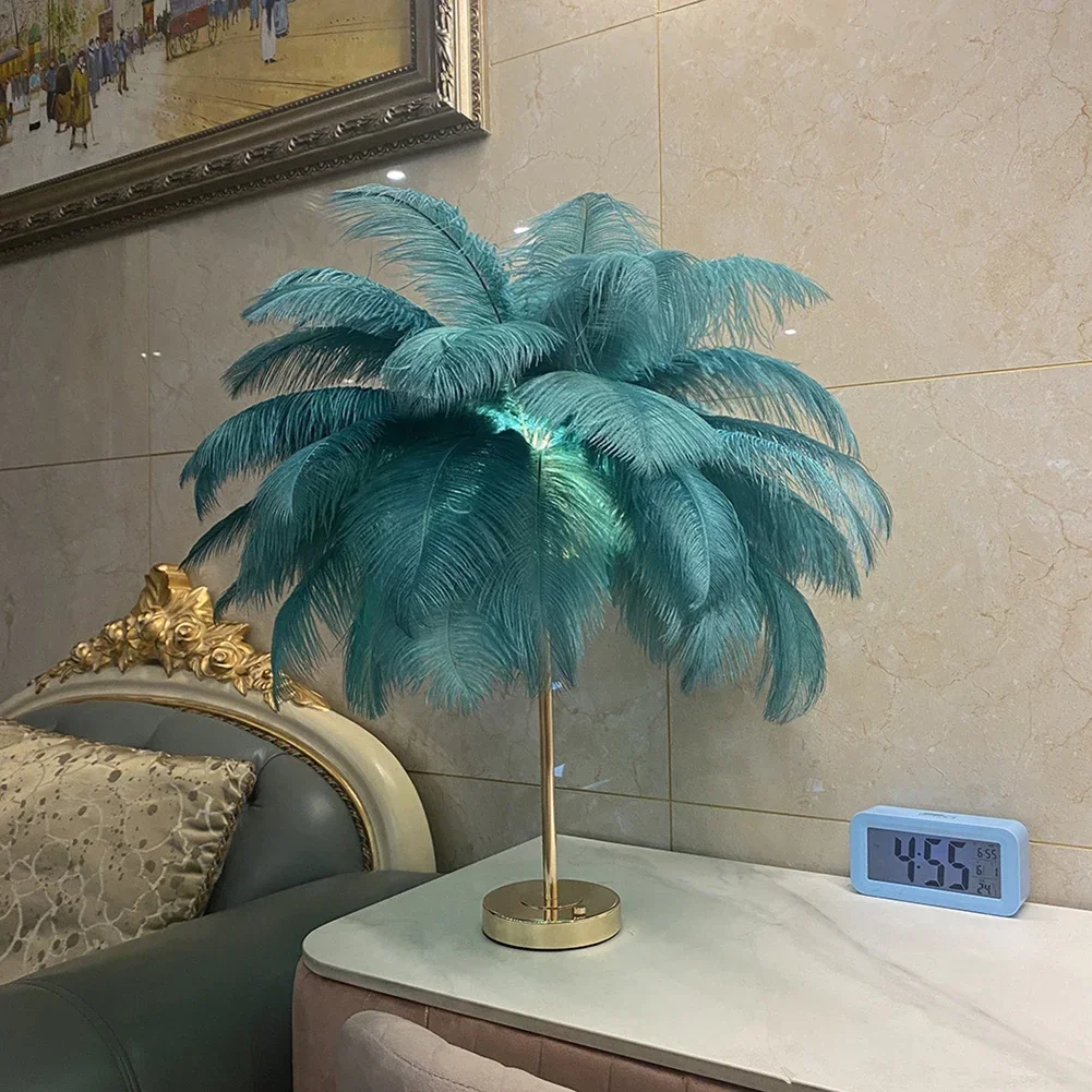 2023 New Touch Control Table Feather Lamp for Wedding Bedroom Decoration LED Desk Lamp with Feathers USB Power/Rechargeable