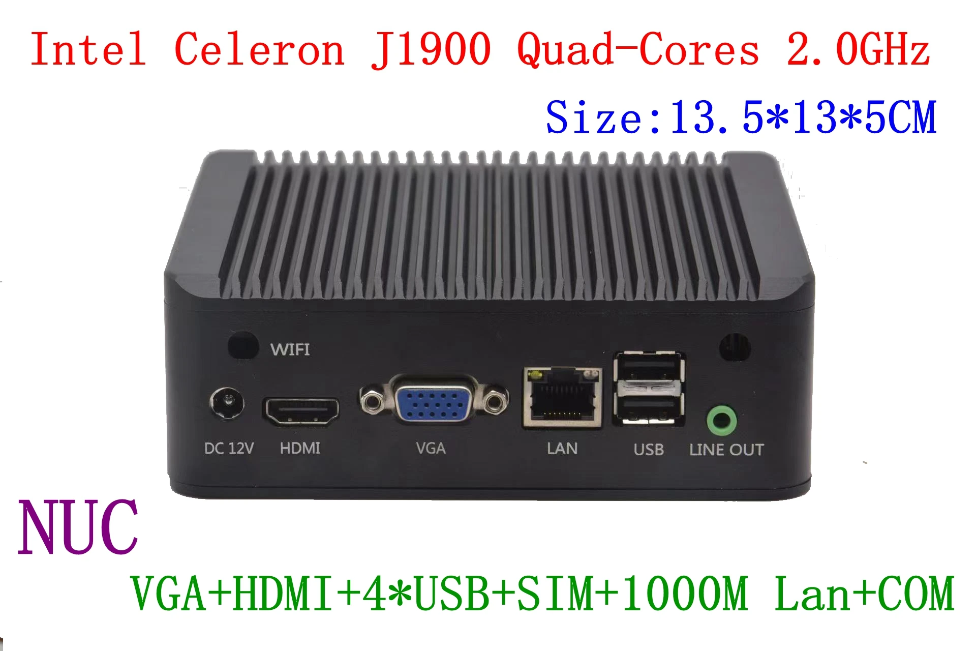 Fanless Mini Pc Industriële Pc Nano Mini Pc Met J1900 2.0Ghz Processor Hdmi Vga Com Sim Ssd Wifi Draait 24 Uur Per Dag