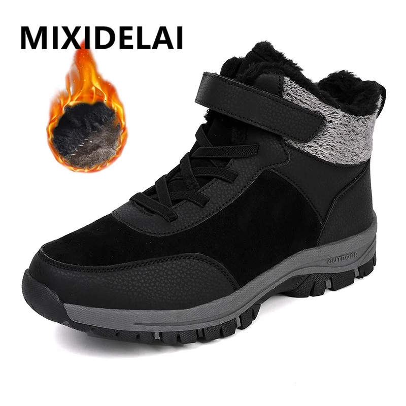 

Brand Fashion Winter Men's Boots Super Warm Fur Men Snow Boots Outdoor Non-Slip Rubber Hiking Boots Waterproof Men Ankle Boots