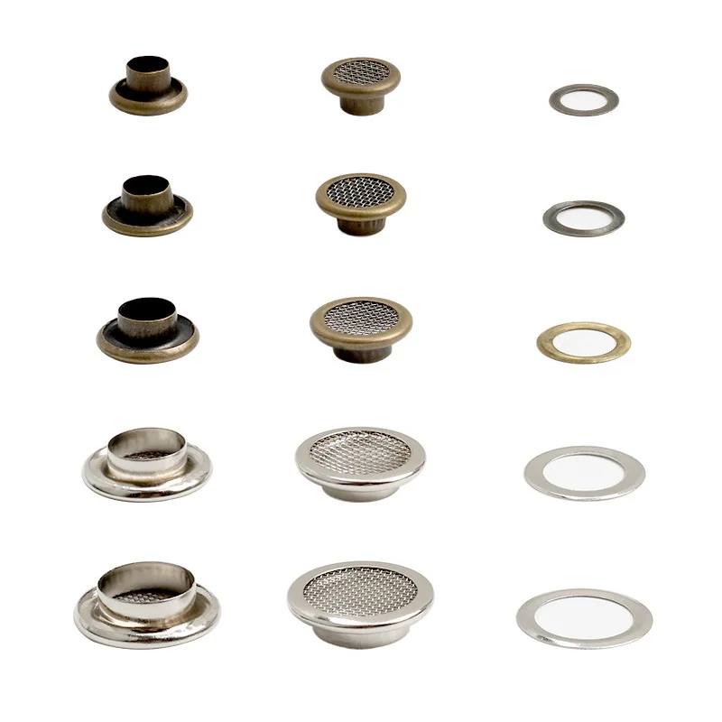 100set Silber Messing Mesh Metall Tülle Ösen Installieren Werkzeug Tülle Kits Handwerk Machen, Reparatur, dekoration und DIY Projekte – Detail 2