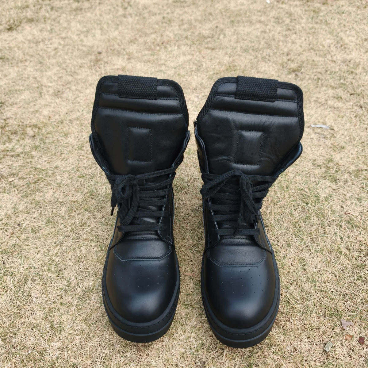 

Ro Classic Full Black Leather High Top Shoe Boot Men Sneaker Zipper Cowhide Women Casual Shoes Lace Up Ankle Boots Sneakers