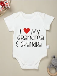 I Love My Grandma & Grandpa Prnit Cotton Baby Onesie Minimalist Letters Series Summer Comfy Y2K 0-24M Infant Jumpsuit Dropship