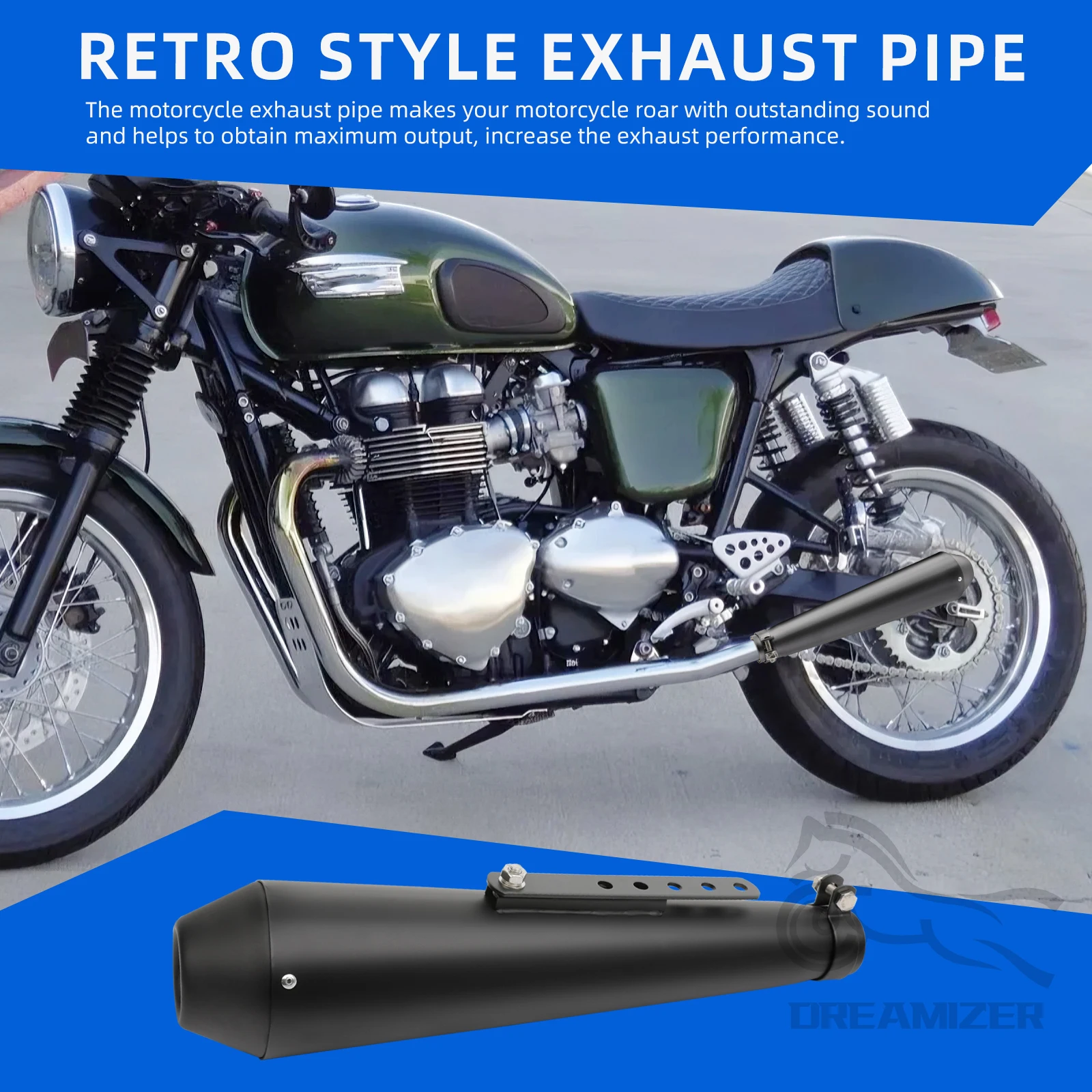 

Ретро-глушитель для мотоцикла Kawasaki GT 550 750 Cafe Racer, винтажный, с возможностью установки без креплений.