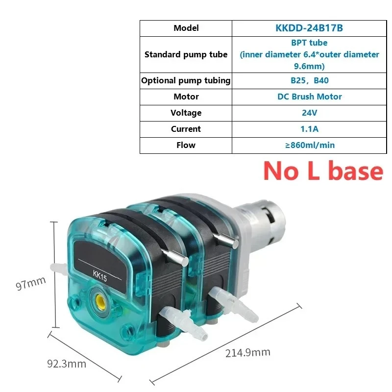 Self-priming Pump Liquid Transfer Metering Pump 24V Kamoer KKDD High Flow Double Head Peristaltic Pump Stepper Motor Gear