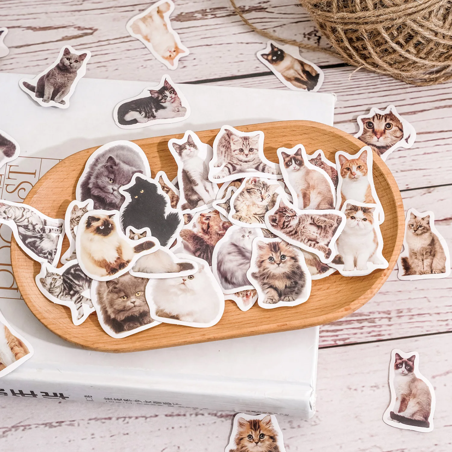 45pcs Cute Cat Boxed Stickers Decor Junk Journal DIY Scrapbooking Materials Vintage Decor Sticker Stationery