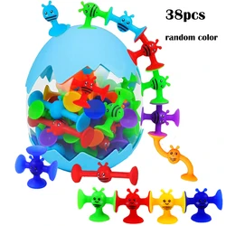 38pcs Bees Suction Cup Toys With Dinosaur Eggshell Storage, Bath Window Travel Toys,Parent-child Interactive Game,Gift for Kids