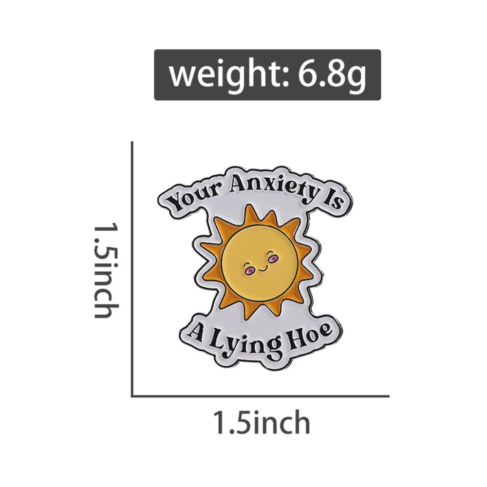 Cute and Inspirational Little Sun-shaped Brooch Creative Cartoon Letter Anxiety Pin Survive The Sun Tulip Badge