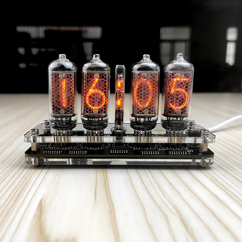 4 digit IN-8 Nixie Glow Tube Clock IN8 With Remote controller LED Backlight