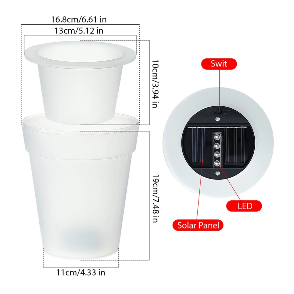 Solar doniczka światło 4LED PP plastik odkryte podwórze nowoczesny dekoracyjny doniczki dla roślin IP44 wodoodporna lampa wystrój ogrodu