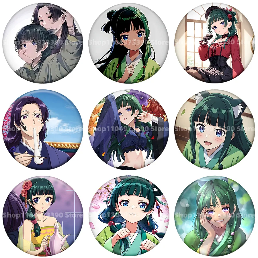 

Броши «Дневники аптекаря» в стиле каваи, аниме-фигурки Маомао и Цзиньши, значки для сумок, головных уборов, косплея, коллекционные значки, подарок для фанатов