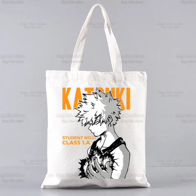 Bolsa de lona Boku sem arte para meninas, bolsas Anime, estampa simples, My Hero Academia, Bakugou, sacolas de compras, pacote Life Casual