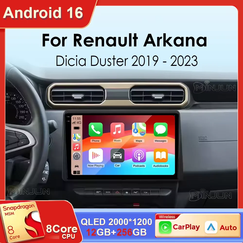 Radio de coche para Renault Arkana Dicia Duster 2019 2020 2021 2022 2023 Android 15 inalámbrico Carplay Auto estéreo 4G Multimedia para coche