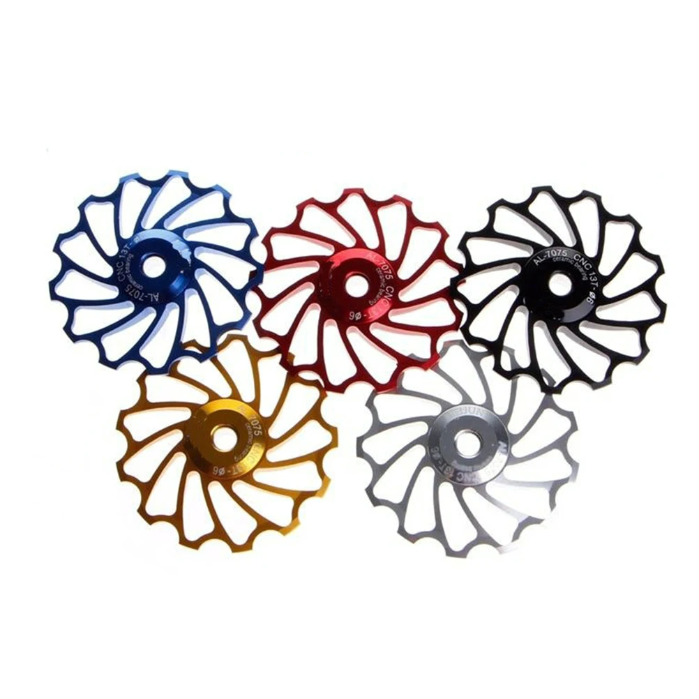 

2pcs 13T Rear Derailleur Pulley Wheel Guide For Bicycle 7005 Aluminum Alloy Steel Bearing Positive Negative Tooth Design