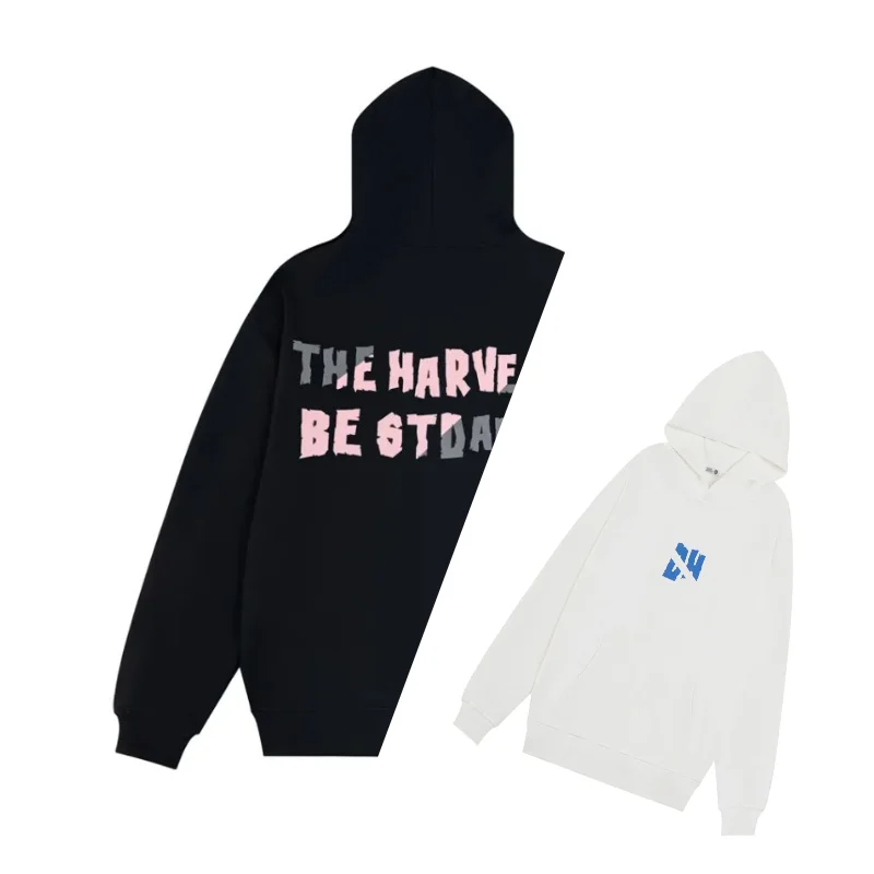 

Double-sided Letter-printed Cotton Hooded Sweatshirt Men's and Women's Fashion Trend Long-sleeved Loose Hooded Fleece Shirt