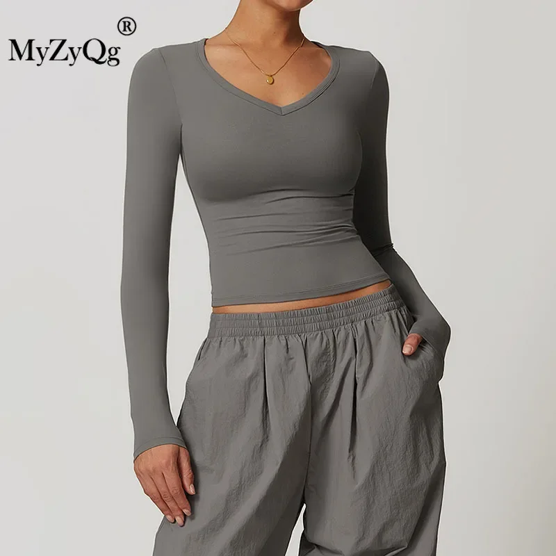 MyZyQg Autumn and Winter Fast Dry Tight Yoga Long Sleeve Women T-shirts Running Fitness Top Slim Long Sleeve Sports Top