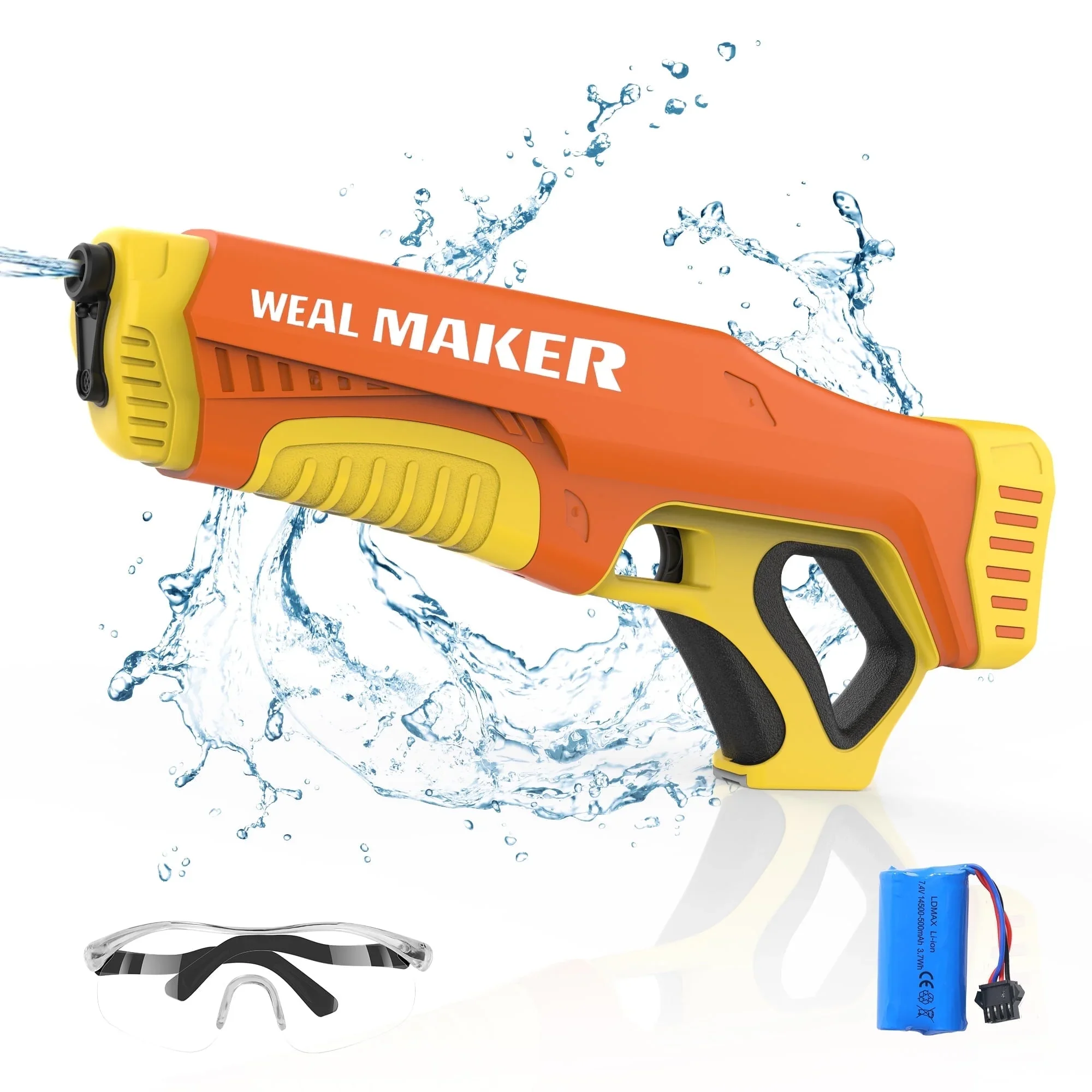 

Water Gun for Adults & Kids, Auto Sensing Absorption, High-Powered Electric Soaker Toy for Ages 4-8, Orange, Summer Fun