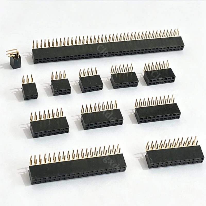 10 Stück 90-Grad-Winkelstecker, zweireihig, Buchsenleiste, 2,54 mm Rastermaß, PCB-Buchsenstecker, 2×3, 2×4, 2×5, 2×6, 2×7, 2×8, 2×20, 2×40 Pins – Detail 5