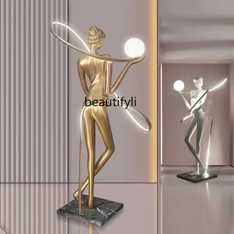 Floor Exercise Ribbon Muse Sculpture Floor Lamp Bar Restaurant Culture and Sports Venue OrnamentHY