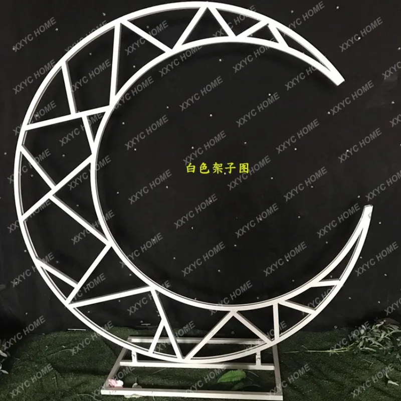 

New Wedding Props Moon Boat Decoration Wedding Background Decoration Props Decoration Iron Crescent Arch Shelf