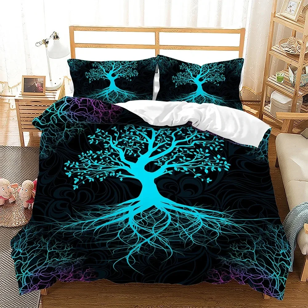 Life Tree Shiny Pattern Duvet Cover Fashion Bedding Set Quilt Cover Pillowcases Single Double TwinQueen For Men Women Kids Gift