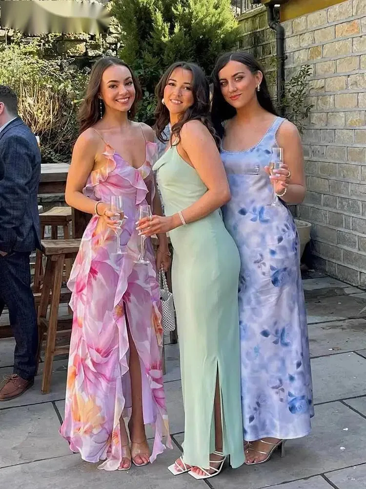 Sukienka damska letnia bez ramiączek z kwiatowym nadrukiem, rozcięciami, nieregularnymi frędzlami, patchworkiem, odkrytymi plecami, bandażowa, obcisła, na imprezę, Vestidos C2LT