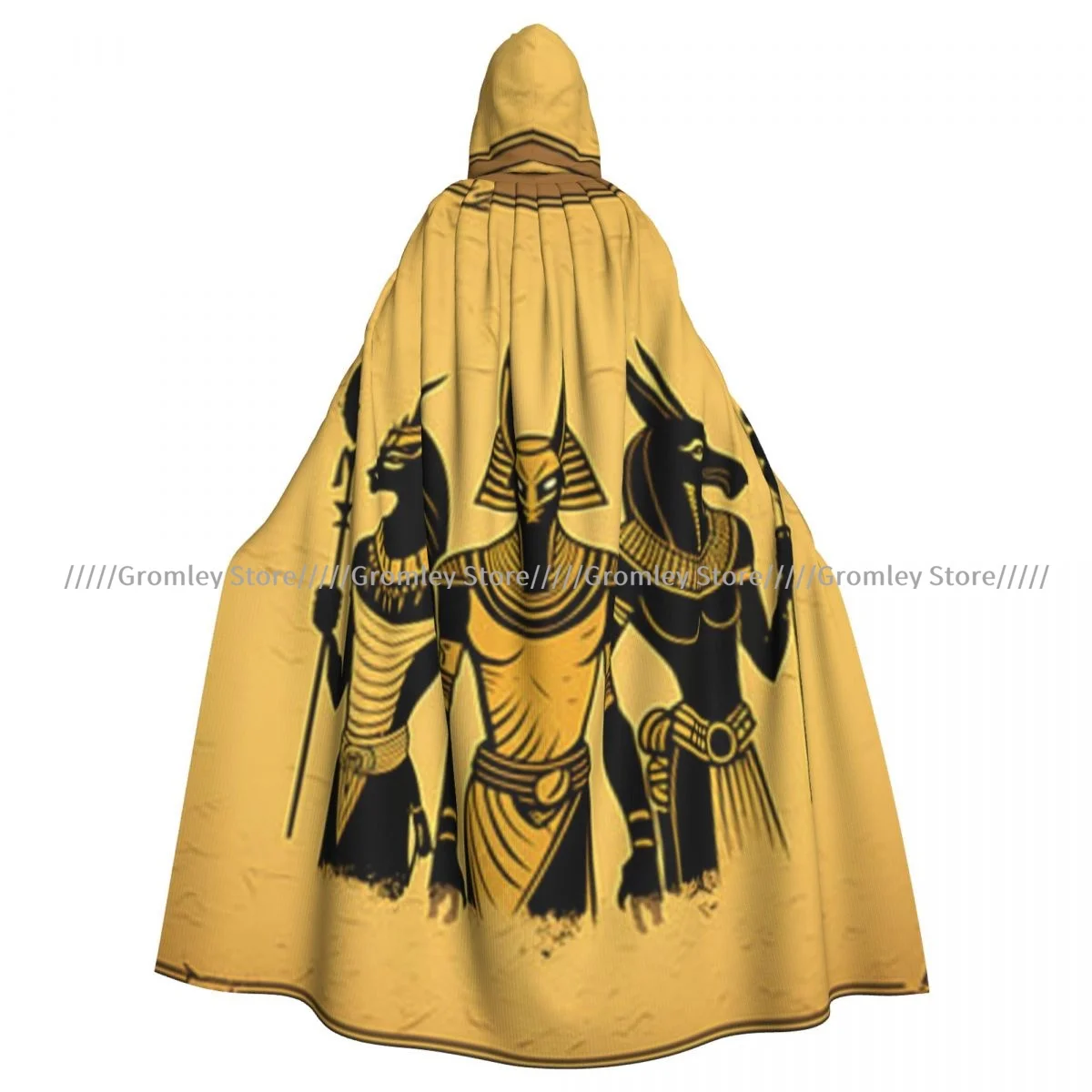 Unisex Halloween Cloak Grungy Egyptian Gods Anubis Horus Cape Hooded Medieval Costume Witch Wicca Vampire