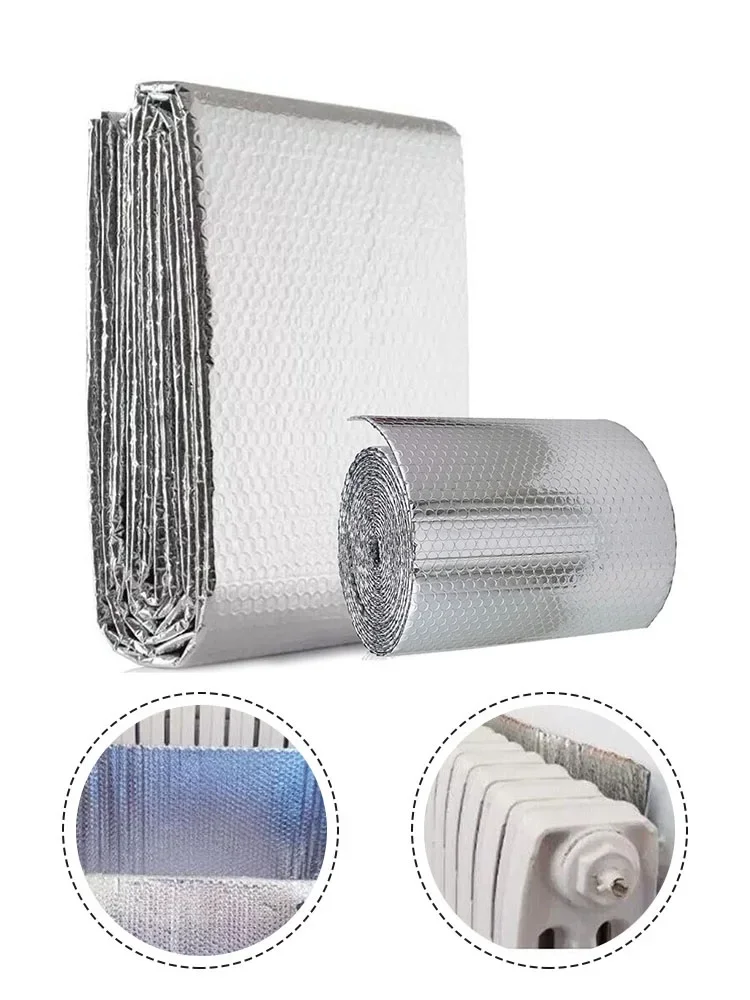 

Radiator Heat Reflector Back Foil Heat Reflective 5M Heat Energy Saving Film Pad Wall Thermal Insulation Aluminum Film