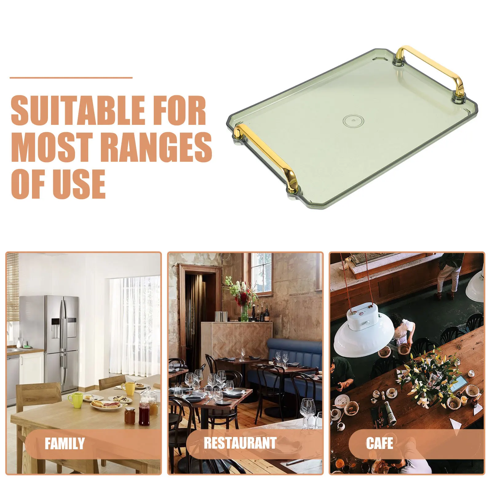 

Rectangular Plastic Serving Tray For Tea Coffee Snack Food Fruit Bread Dessert Table Decor Handle Household Tray