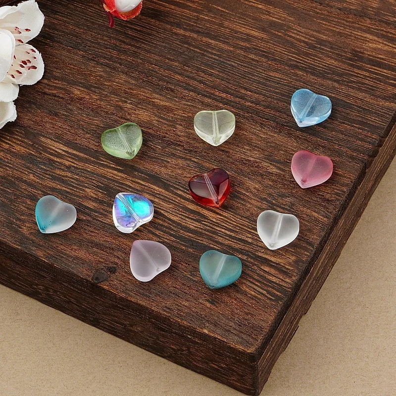 11MM Heart Shape Crystal Beads Charms Multi Color Glass Spacer Beads Bracelet Making Departments DIY Jewelry Accessories Fitting