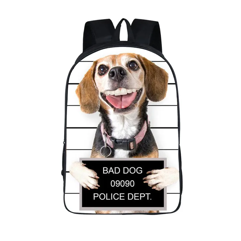 Funny Bad Dog Backpack Bulldog Pug Men Women Rucksack Children School Bags for Teenager Girls Boys School Backpacks Bookbag Gift