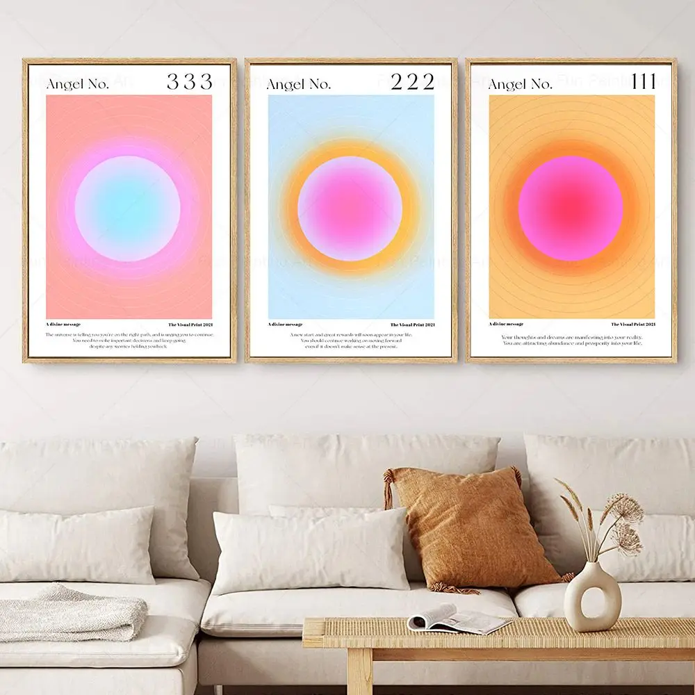 Spirit Gradient Art Print Angel Number Poster Positive Quote Halo Energy Canvas Painting Nordic Wall Picture Living Room Decor