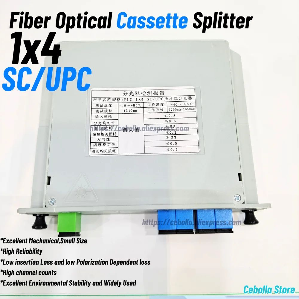 مقسم الألياف الضوئية 1-4 SC UPC/APC صندوق كاسيت المكونات في نوع مقسم بصري صندوق مقسم الألياف الضوئية