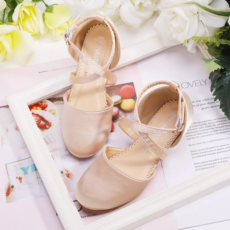 Toddler Girls Mary Janes Fashion Children Solid Color Low Heel Kids Dance Leather Shoes for Princess Party Wedding Versatile New