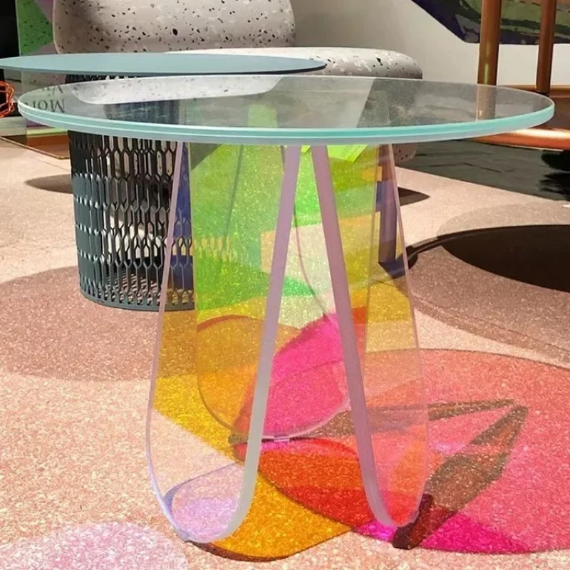 Nordic Style Small Coffee Table Transparent Acrylic Creative Colorful Side Table for Living Room Simple And Beautiful Design