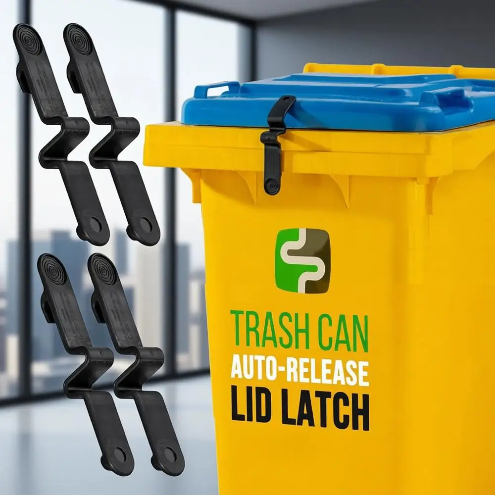 

Secure Trash Can Lids with Easy Install, Durable Locks for 28-96 Gallon Bins, Outdoor Use (4-Pack)
