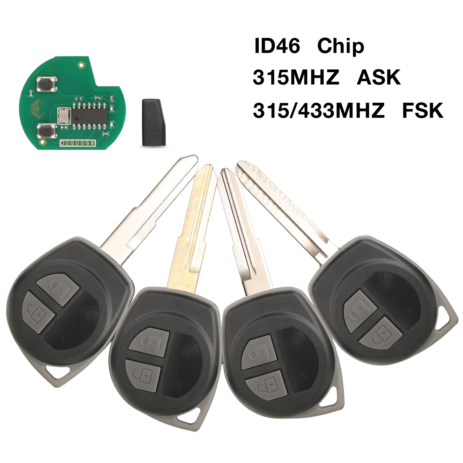 

Jingyuqin 2-кнопочный дистанционный автомобильный брелок для Suzuki Swift Jimny Splash SX4 Alto Vitara Ignis ID46 315/433 FSK KBRTS004 HU87 Blade