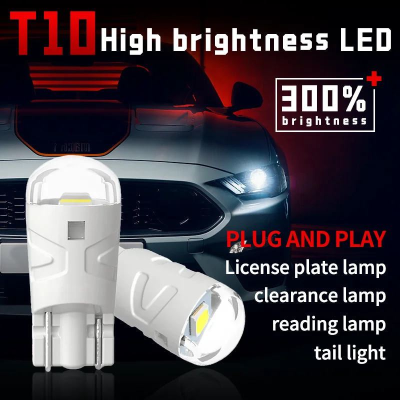 

2x T10 W5W LED Bulbs Auto Sidemarker Parking Width Interior Dome Light Reading Lamp Multi-color 194 168 LED Car Signal Bulb 12V