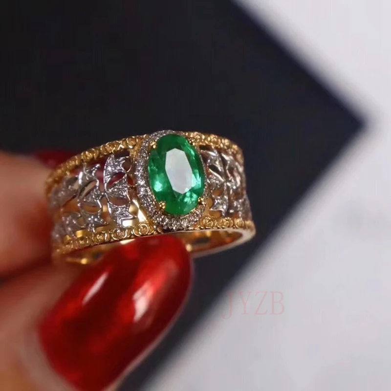 Natural 4*6mm Emerald Jewelry Collection 925 Silver Ring Ring Goddess of fine jewelry