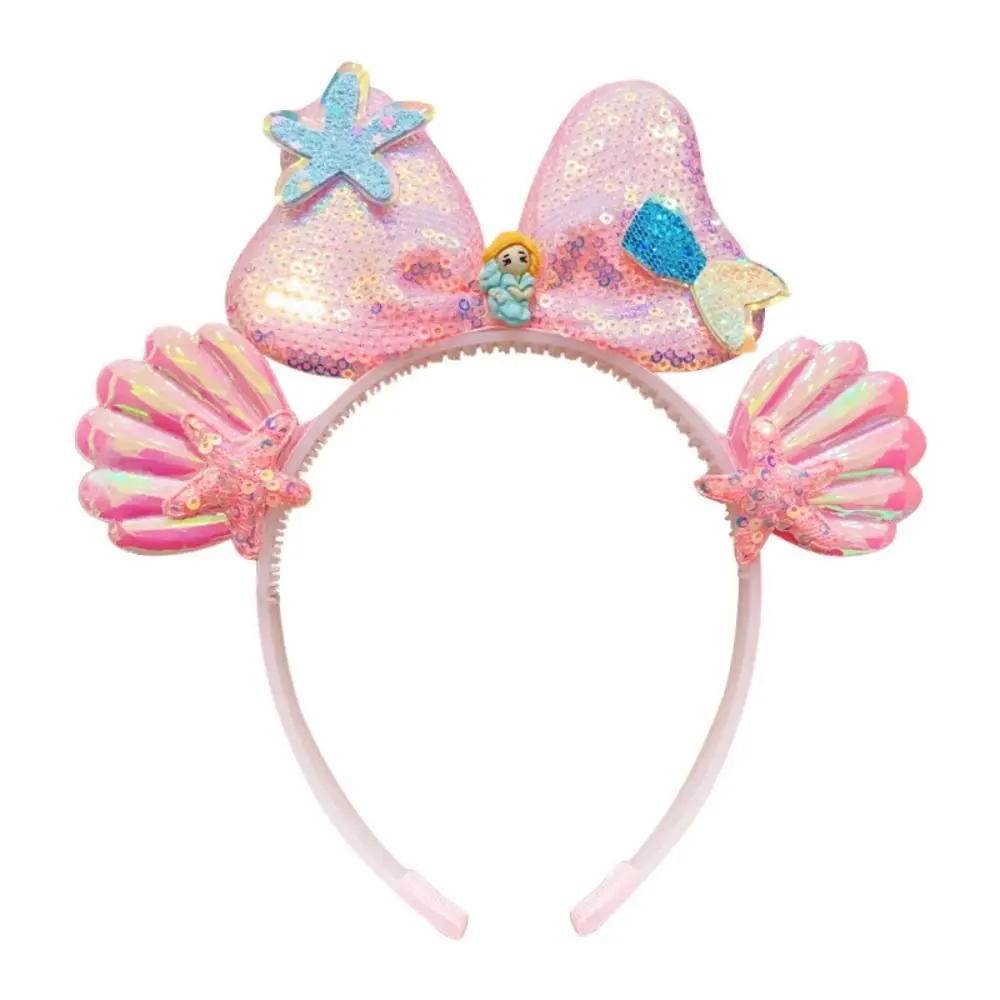 Shell Sequins Mermaid Headband Bow Starfish Children's Hair Hoop Headwear Hair Accessories Cute Princess Headdress