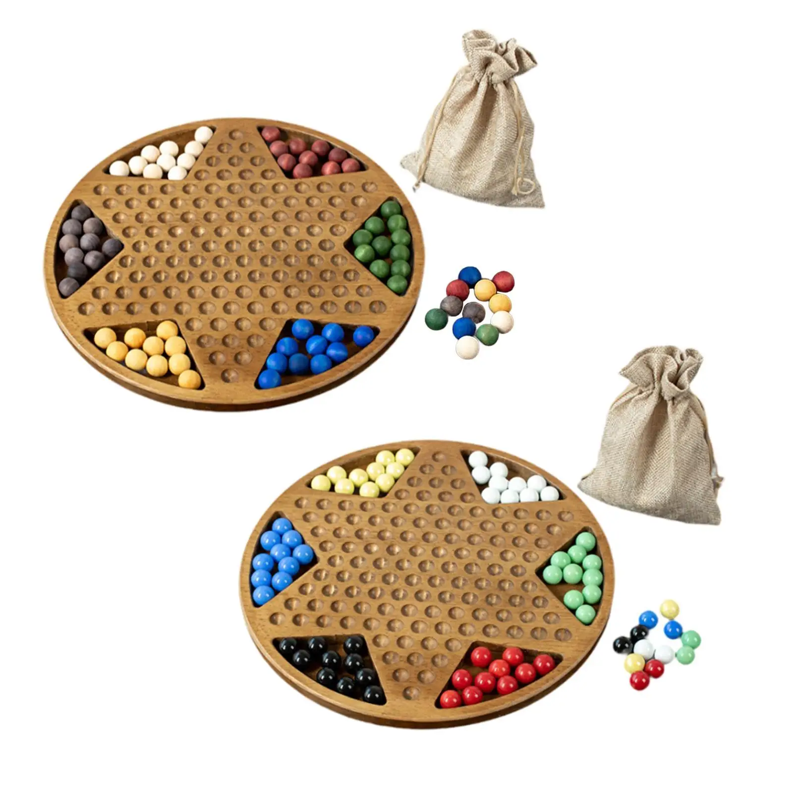 Wooden Chinese Checkers Marble Jumping Game for Kids Adults Board Games Classic Strategy Game