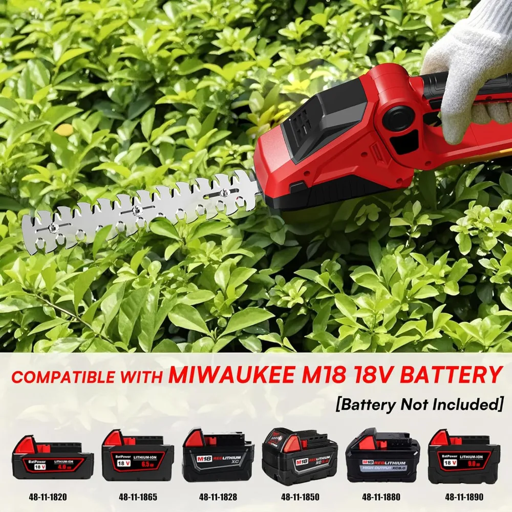 

Cordless Hedge Trimmer for Milwaukee M18 Battery(No Battery),2200RPM Cordless Mini Grass Shears,2 in 1 Handheld Electric Hedge