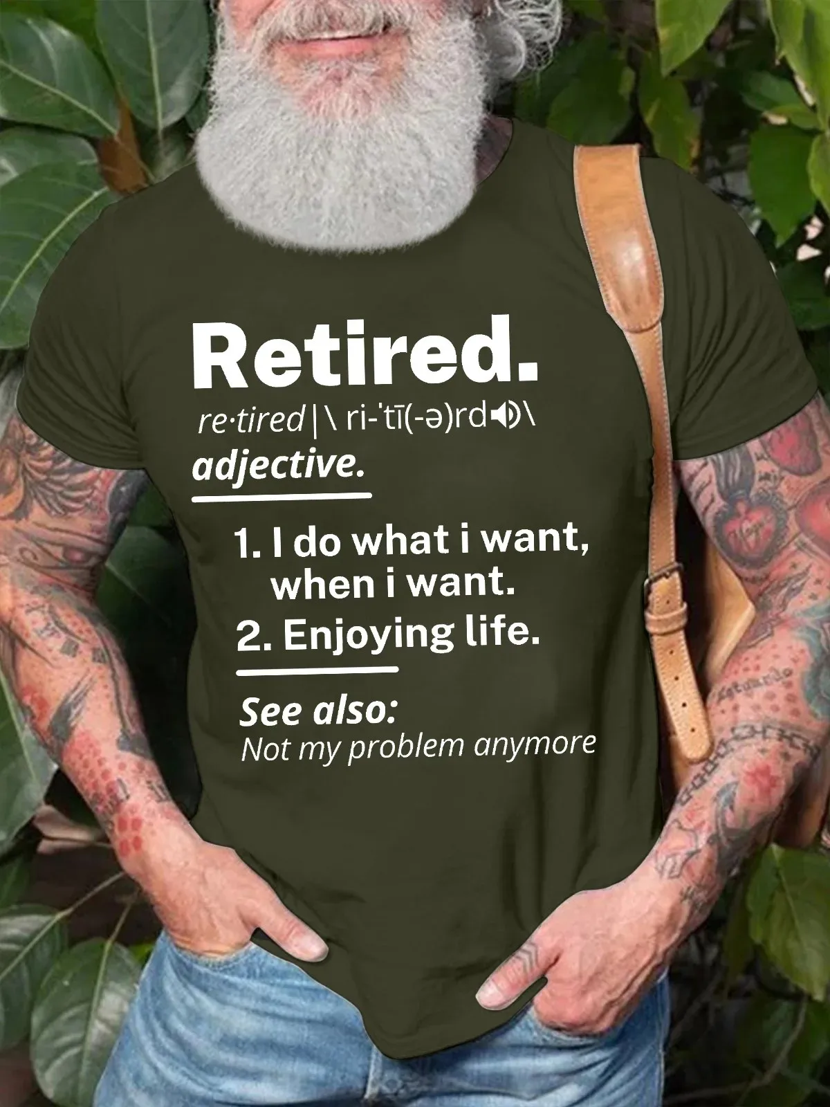 Men’s Retired I Do What I Want When I Want Enjoying Life Crew Neck Casual T-Shirt