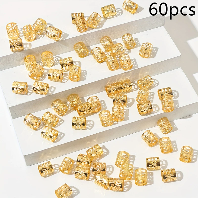 60/90pcs Alloy Hair Jewelry Hair Cuffs For Girl Braids Metal Dreadlock Beads Hair Cuffs Rings Multi Style Braids Accessories