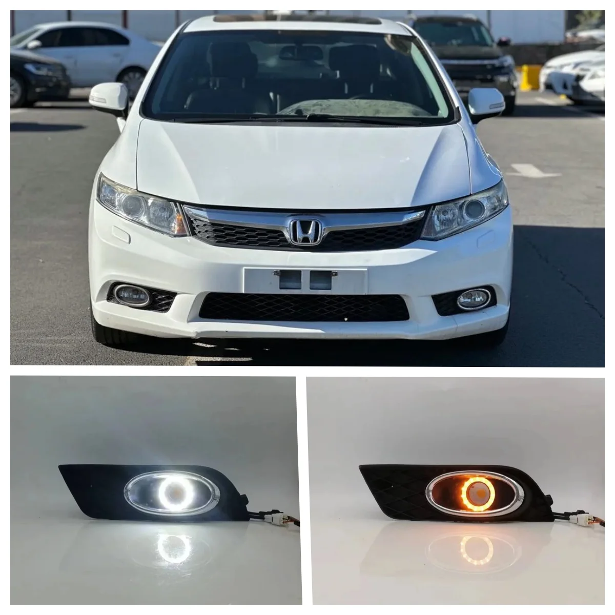 

LED Fog Lights Assembly For Honda Civic 2012 2013 2014 Dual Color Angel Eye Daytime Running Lights Fog Lamp Accessories Kits